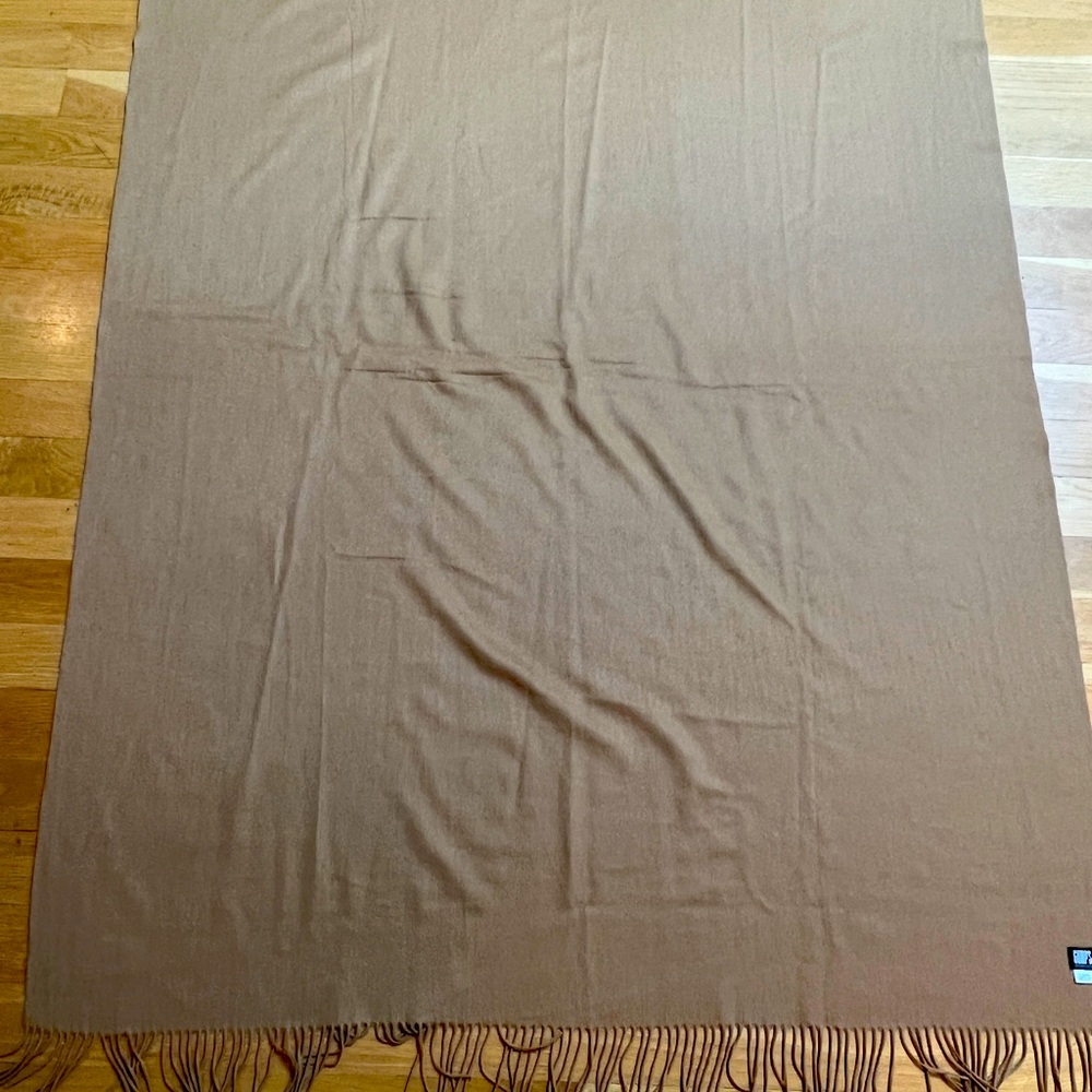 Tan Cashmere Throw Gumps SF in good condition!
